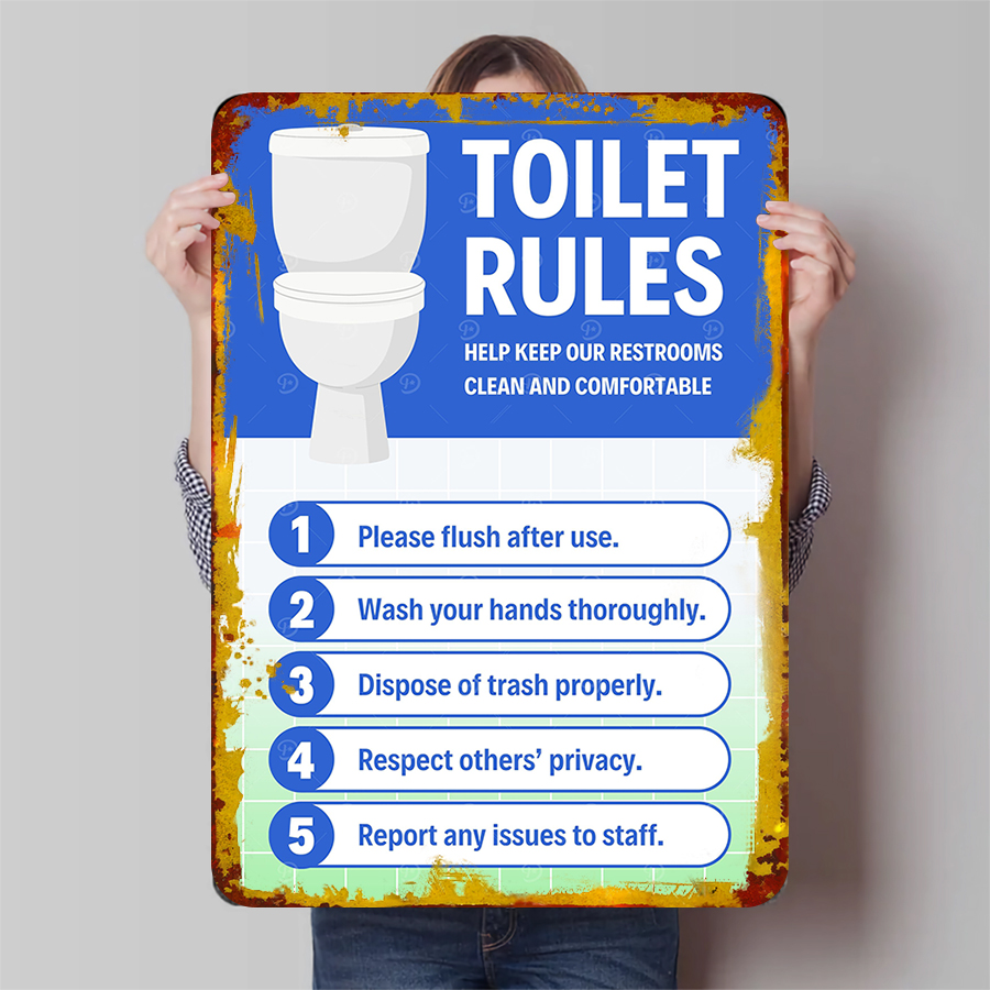 Home Bathroom Etiquette - قواعد المرحاض المخصصة علامة معدنية ديكور