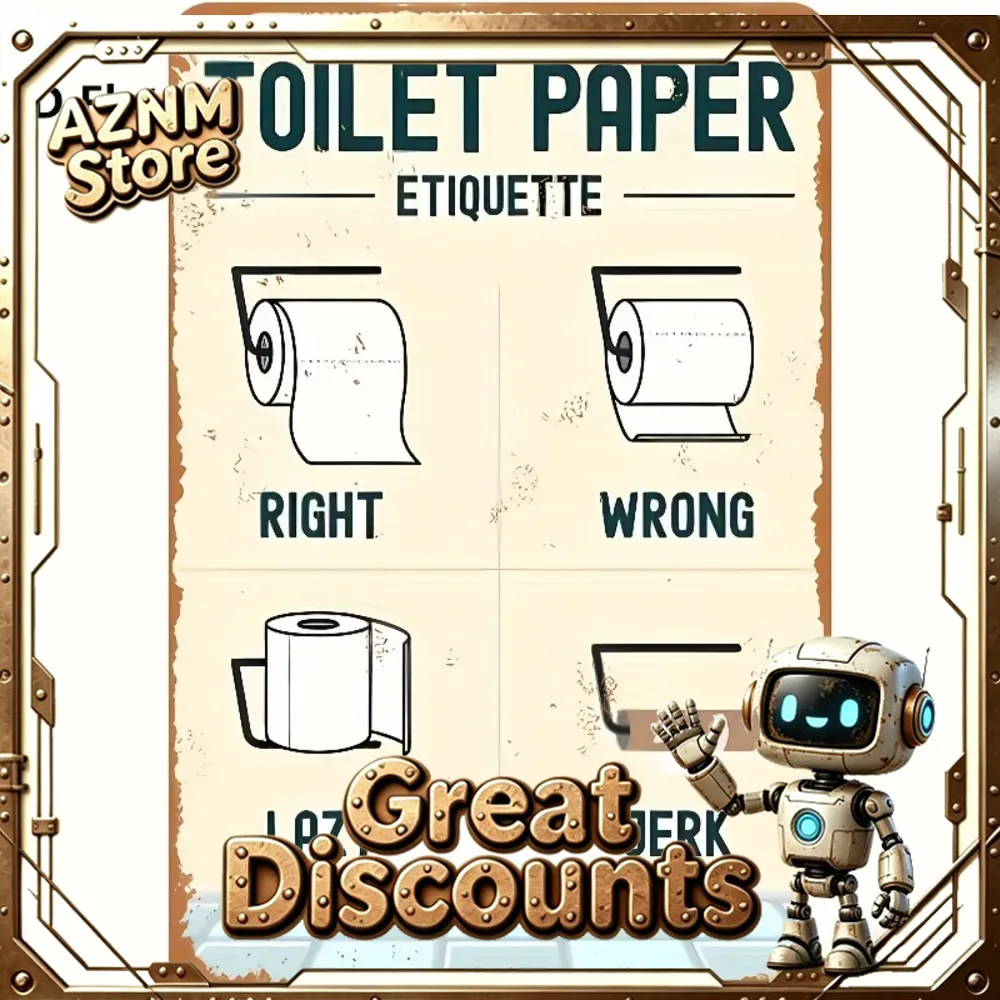 Home Bathroom Etiquette - لافتة ملصقة على شكل ورق تواليت،