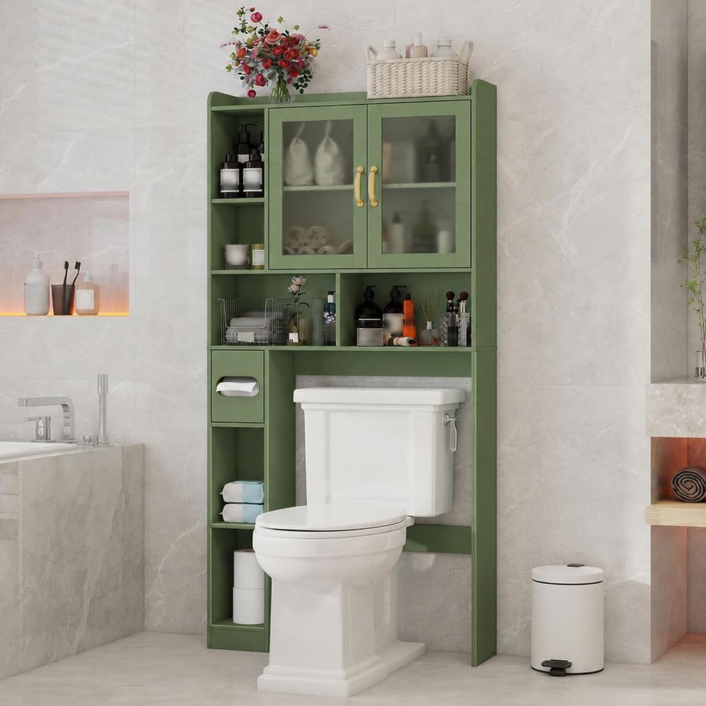 Home And Bathroom - خزانة تخزين أكريليكية فوق المرحاض موفرة