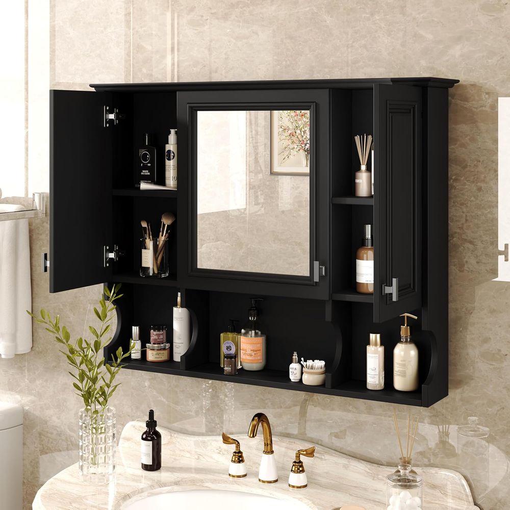 خزانة حائط للحمام مع مرآة، خزا - مراجعة Home Bathroom Shelf وسعره