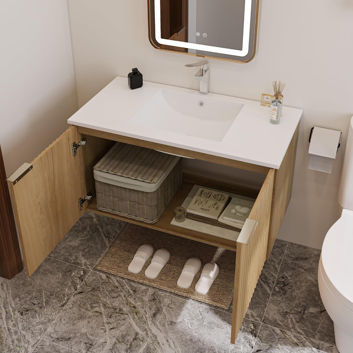 وحدة حمام عصرية معلقة على الحا - مراجعة Home And Bathroom وسعره