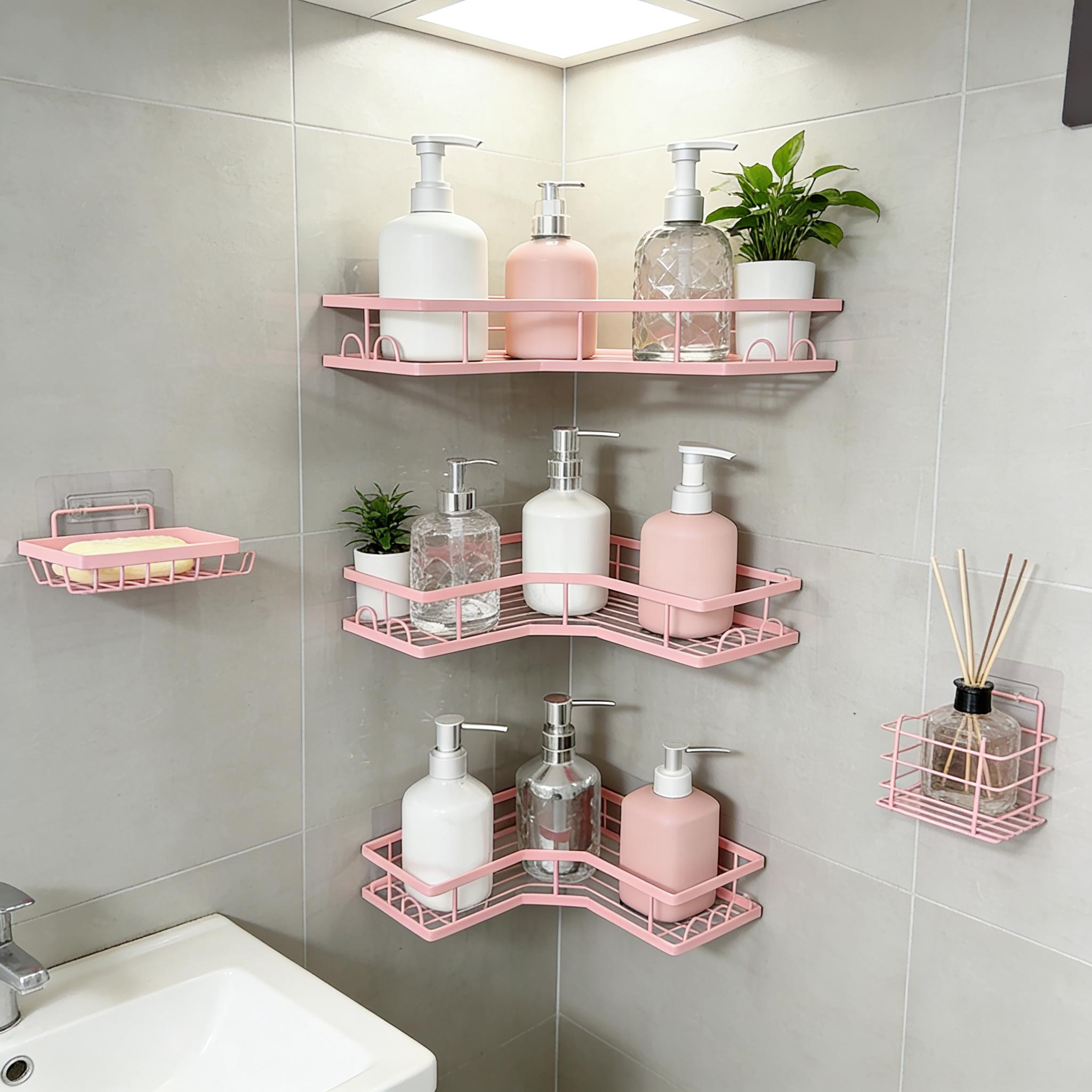 مجموعة منظم دش وردي بتصميم بسي - مراجعة Home Essentials Bathroom Rack وسعره