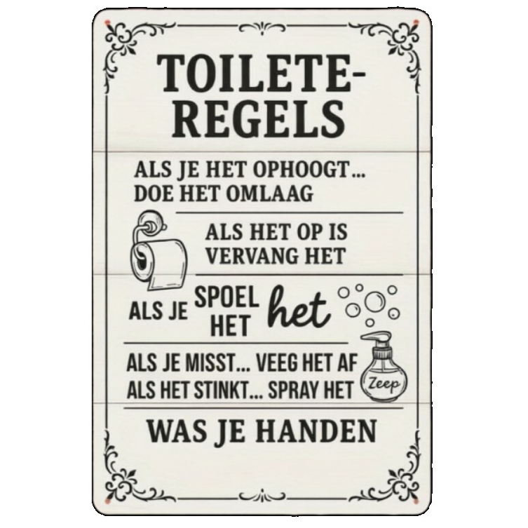 لافتة معدنية بتصميم قواعد الحم - مراجعة Home Bathroom Etiquette وسعره