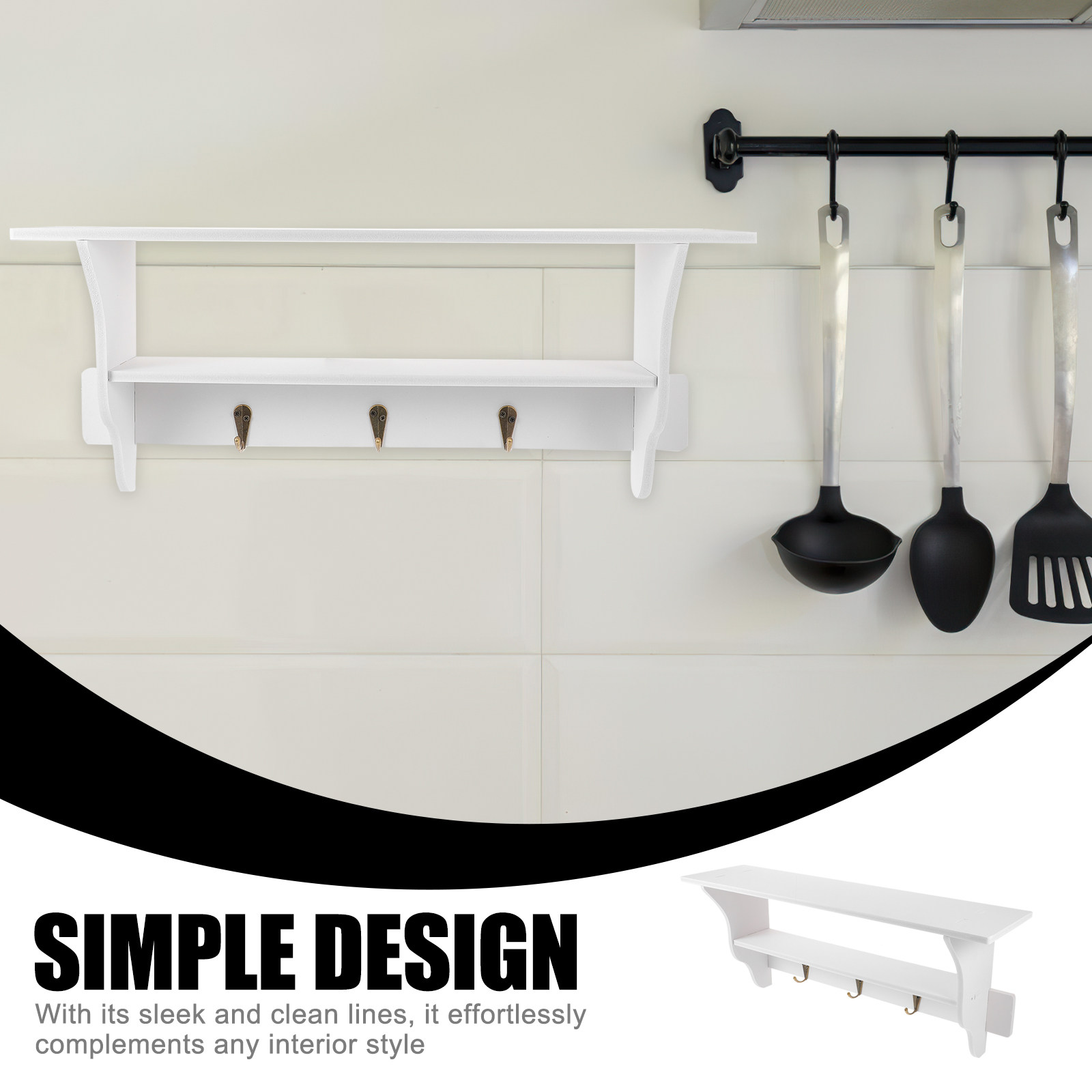 رف حائط عائم أبيض بتصميم عصري  - مراجعة Home Bathroom Shelf وسعره