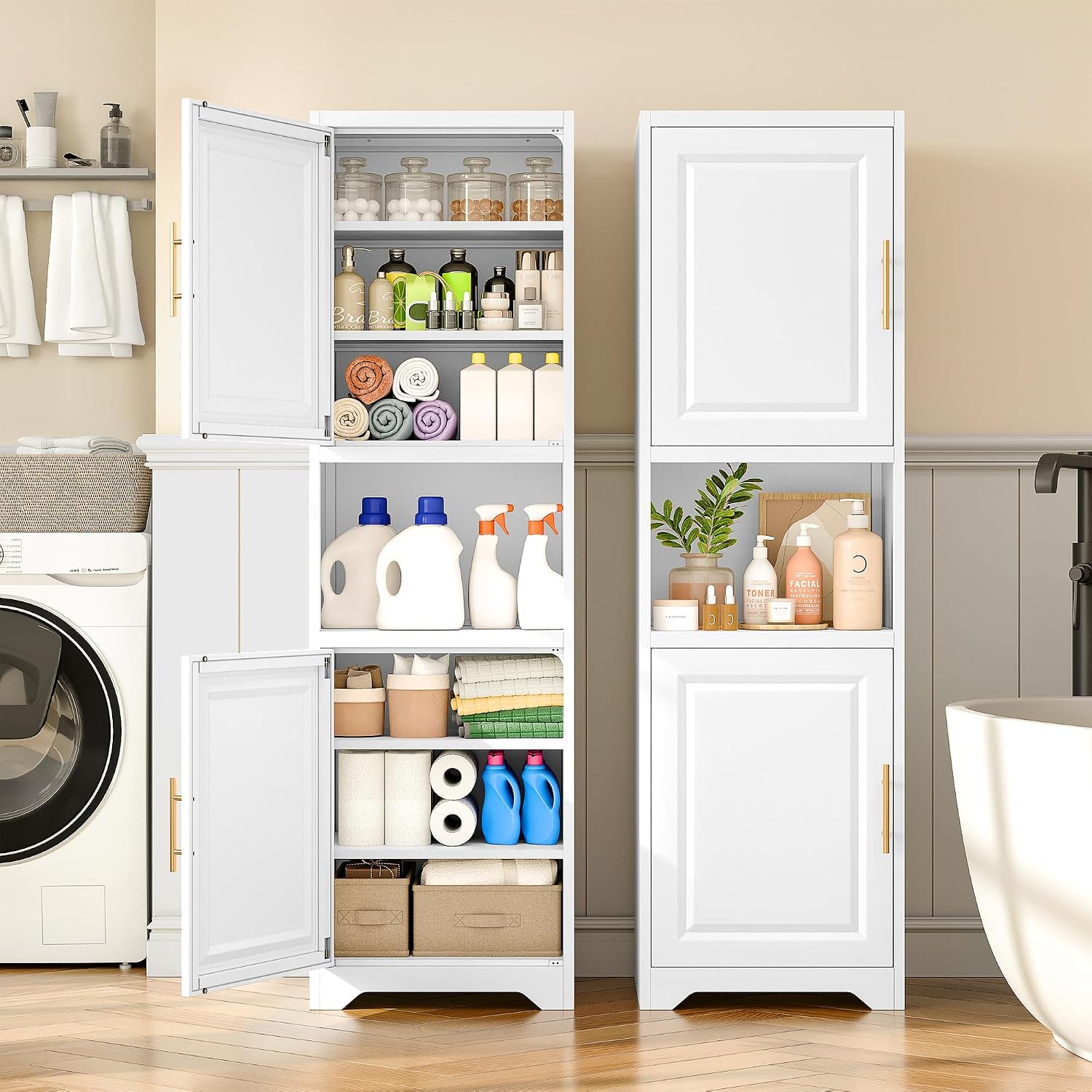 خزانة تخزين ضيقة بارتفاع 67 بو - مراجعة Home Bathroom Shelf وسعره