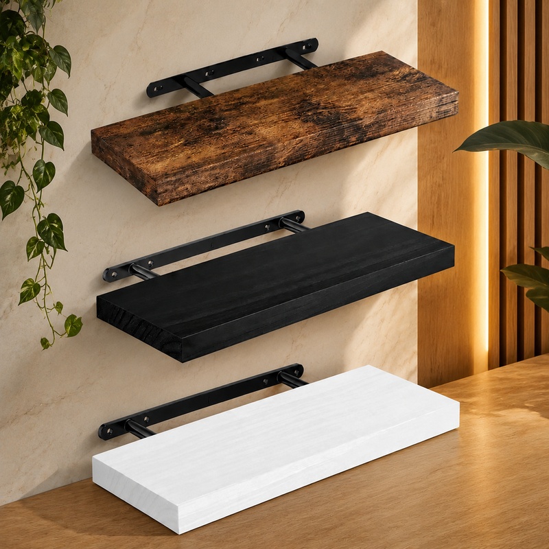 رف حائط عائم متين مع دعامات مخ - مراجعة Home Bathroom Shelf وسعره