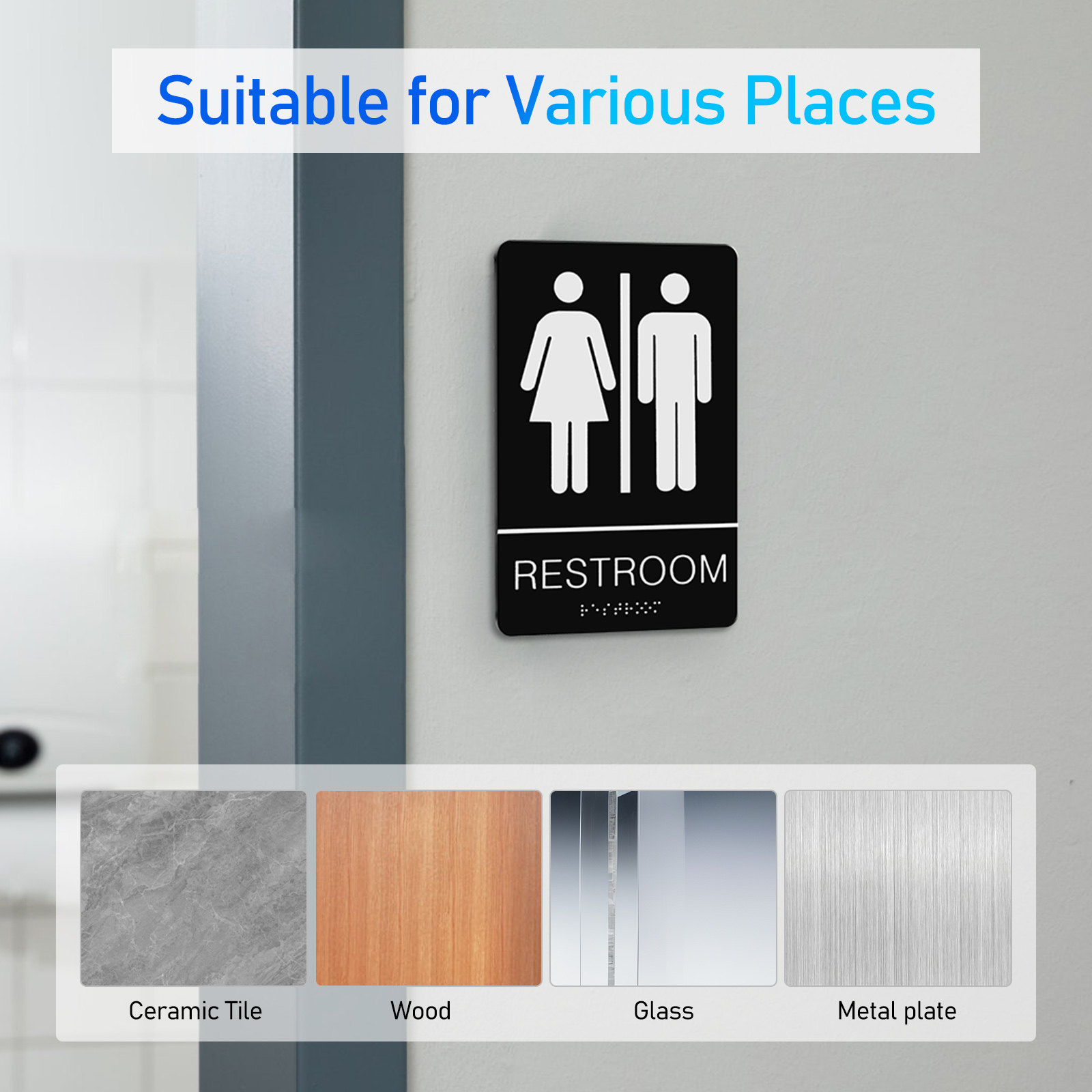 علامة حمام بطريقة برايل ذاتية  - مراجعة Home Bathroom Sign وسعره