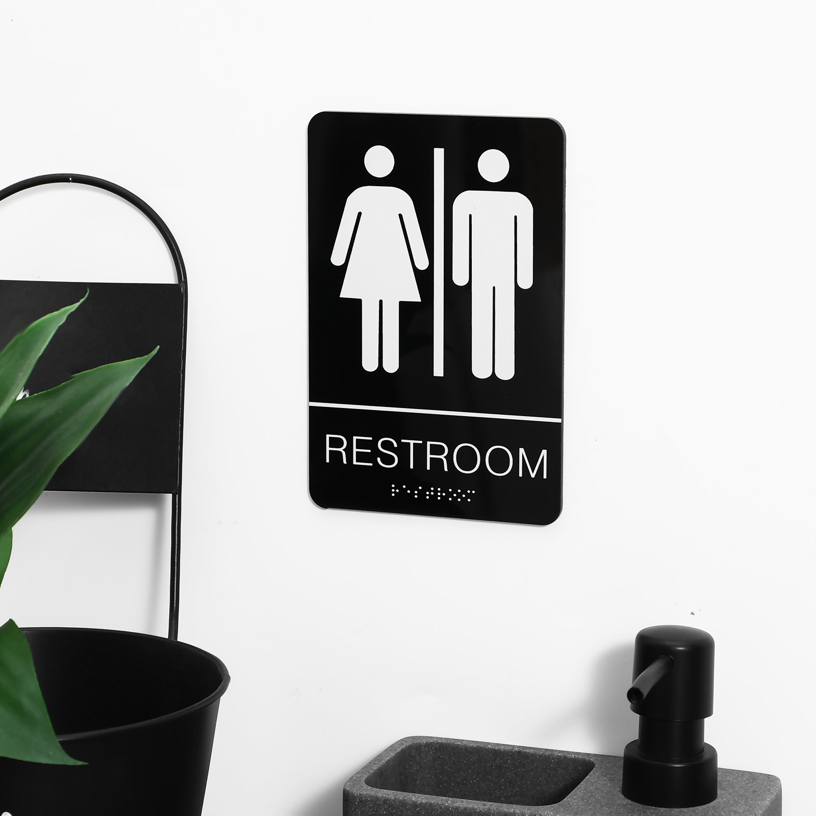 علامة حمام بطريقة برايل ذاتية  - مراجعة Home Bathroom Sign وسعره